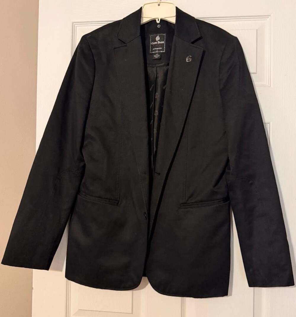 Guess Jeans Blazer Size M Black Button Sport Coat Jacket